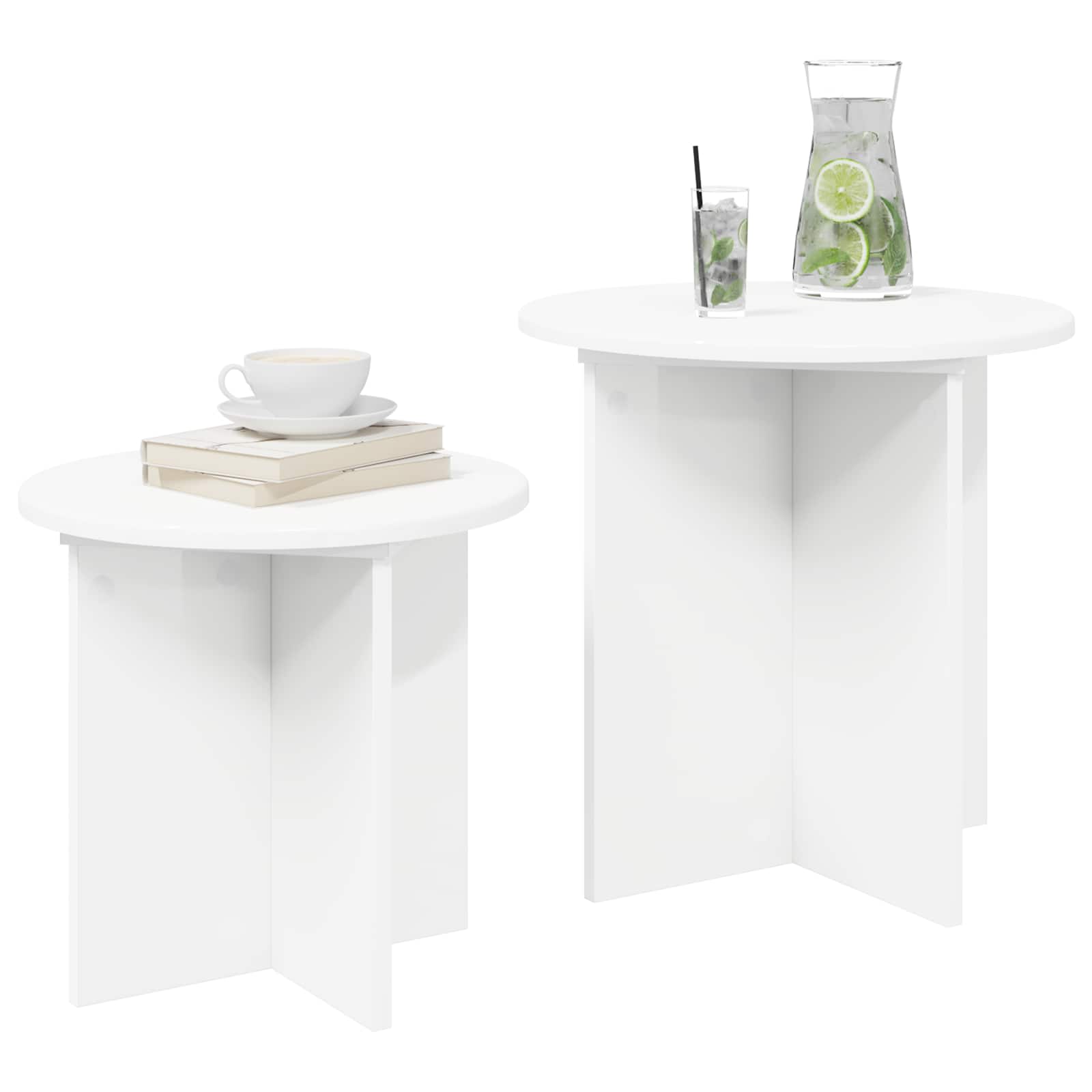 Bijzettafelset met opslag 2 pcs Geconstrueerd hout