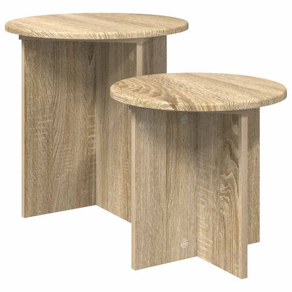 Bijzettafelset met opslag 2 pcs Sonoma Eiken Geconstrueerd hout
