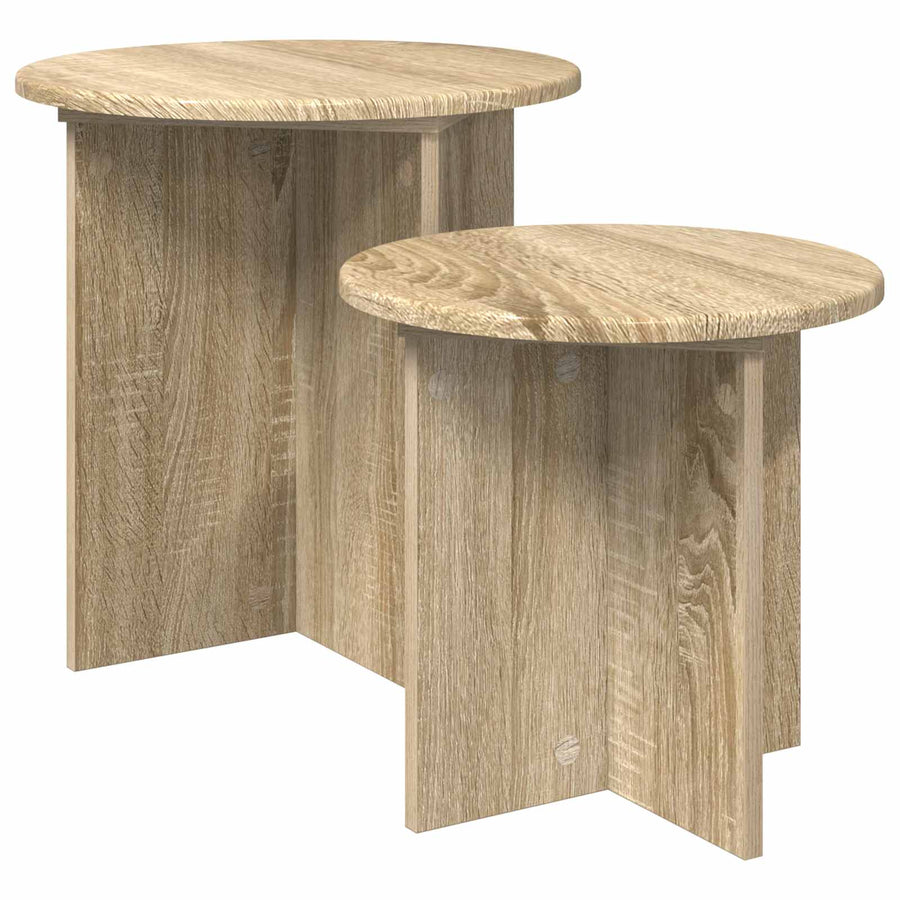 Bijzettafelset met opslag 2 pcs Sonoma Eiken Geconstrueerd hout