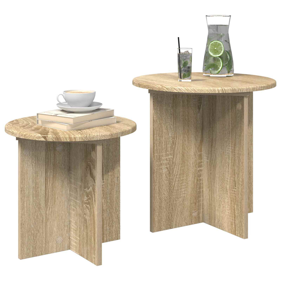 Bijzettafelset met opslag 2 pcs Sonoma Eiken Geconstrueerd hout