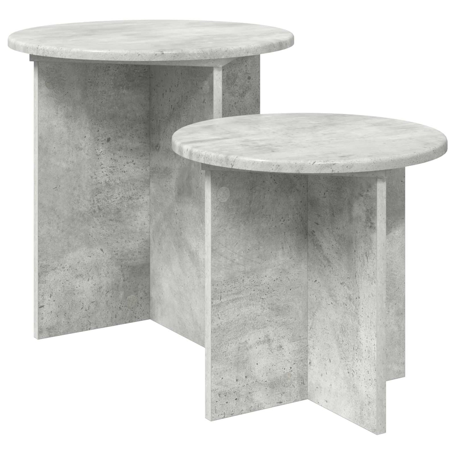 Bijzettafelset met opslag 2 pcs Betongrijs Geconstrueerd hout