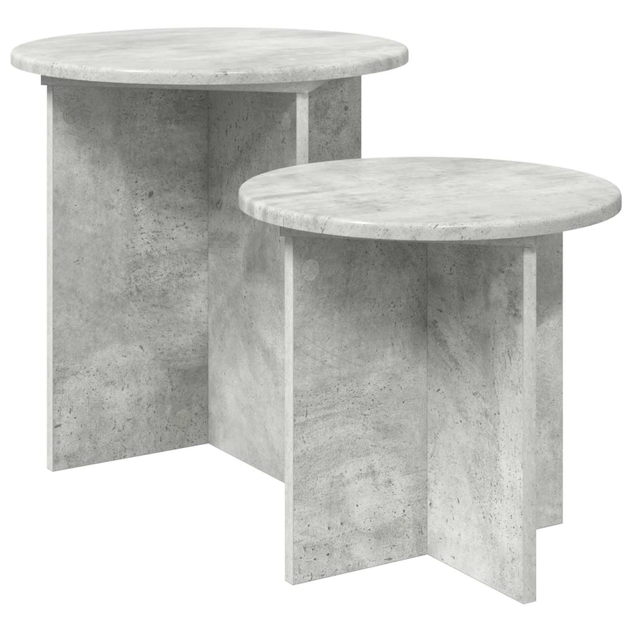 Bijzettafelset met opslag 2 pcs Betongrijs Geconstrueerd hout