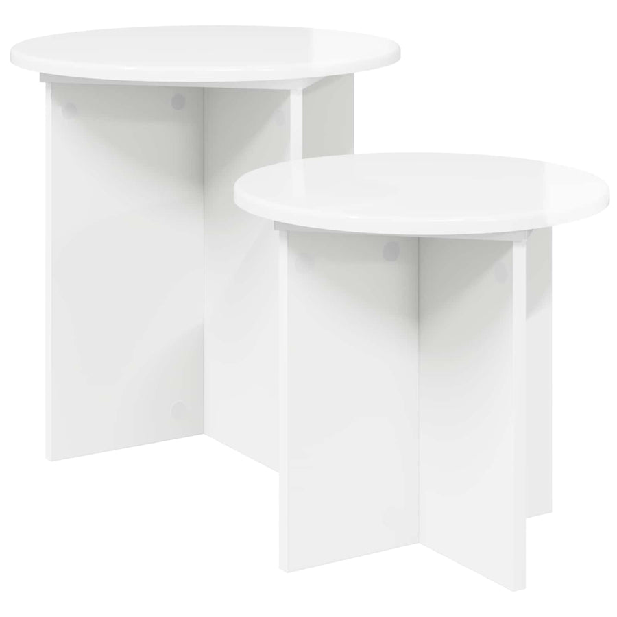 Bijzettafelset 2 pcs Hoogglans Wit Geconstrueerd hout