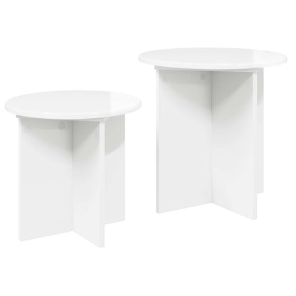 Bijzettafelset 2 pcs Hoogglans Wit Geconstrueerd hout