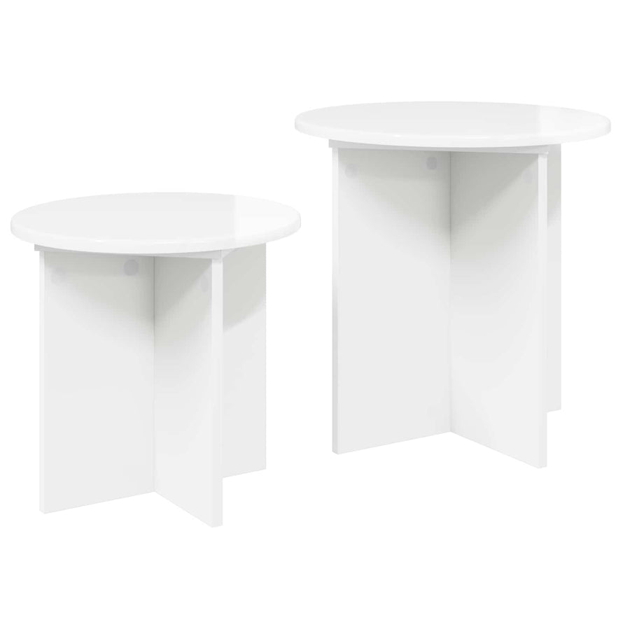 Bijzettafelset 2 pcs Hoogglans Wit Geconstrueerd hout