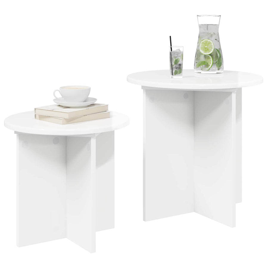 Bijzettafelset 2 pcs Hoogglans Wit Geconstrueerd hout