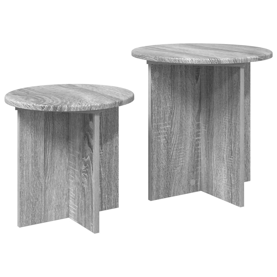 Bijzettafelset met opslag 2 pcs Grijs sonoma Geconstrueerd hout
