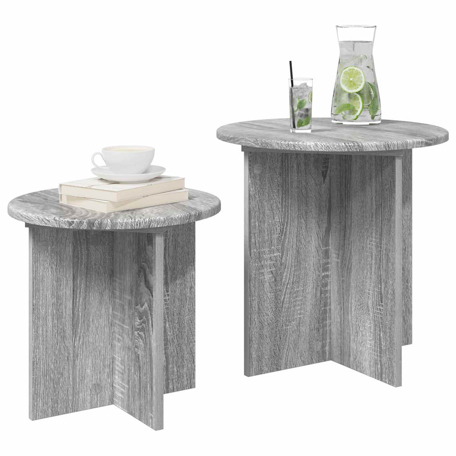Bijzettafelset met opslag 2 pcs Grijs sonoma Geconstrueerd hout
