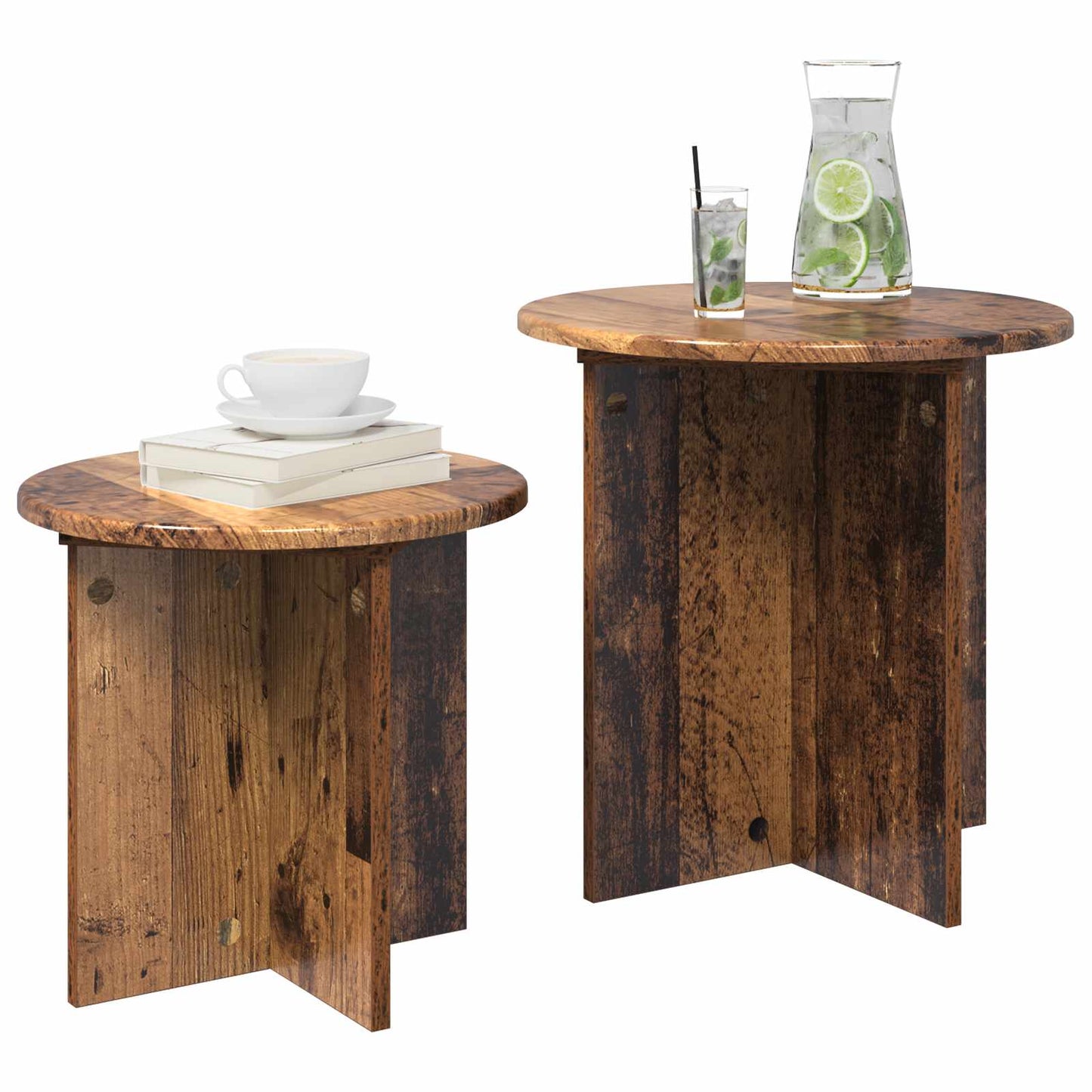 Bijzettafelset 2 pcs Oud hout Geconstrueerd hout