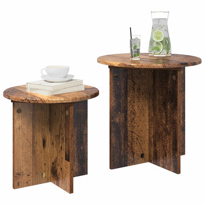 Bijzettafelset 2 pcs Oud hout Geconstrueerd hout