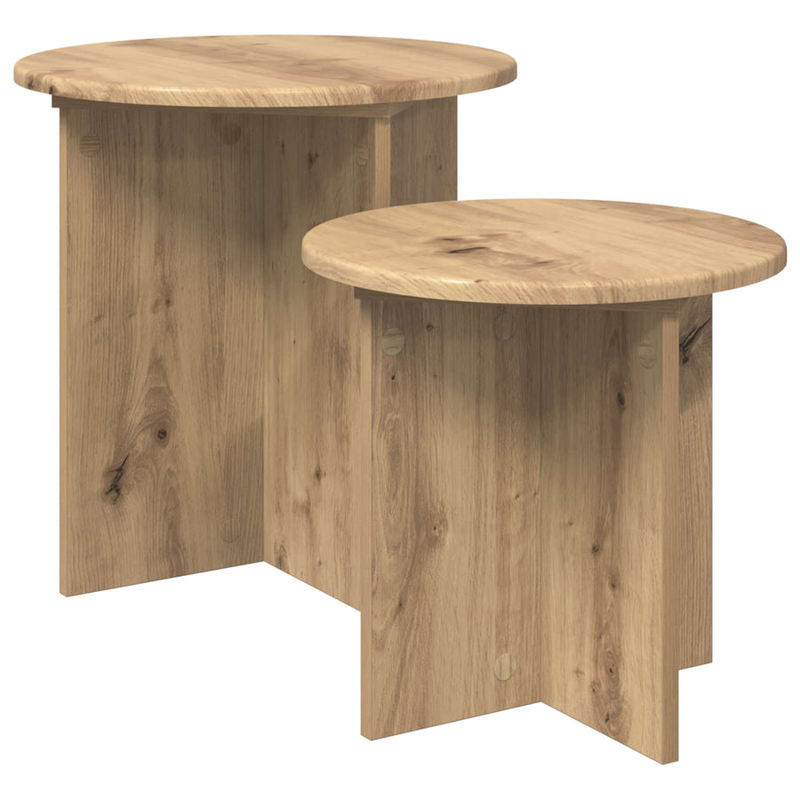Bijzettafelset 2 pcs Artisanaal eiken Geconstrueerd hout