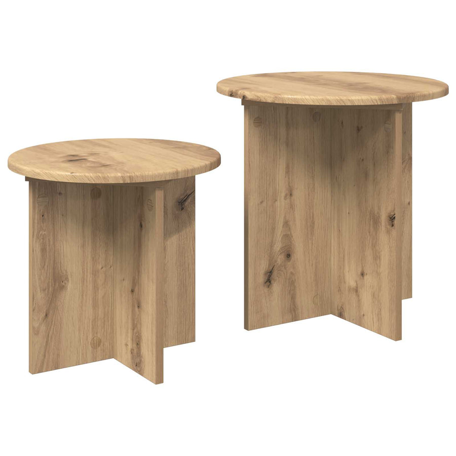 Bijzettafelset 2 pcs Artisanaal eiken Geconstrueerd hout