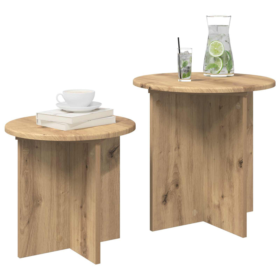 Bijzettafelset 2 pcs Artisanaal eiken Geconstrueerd hout