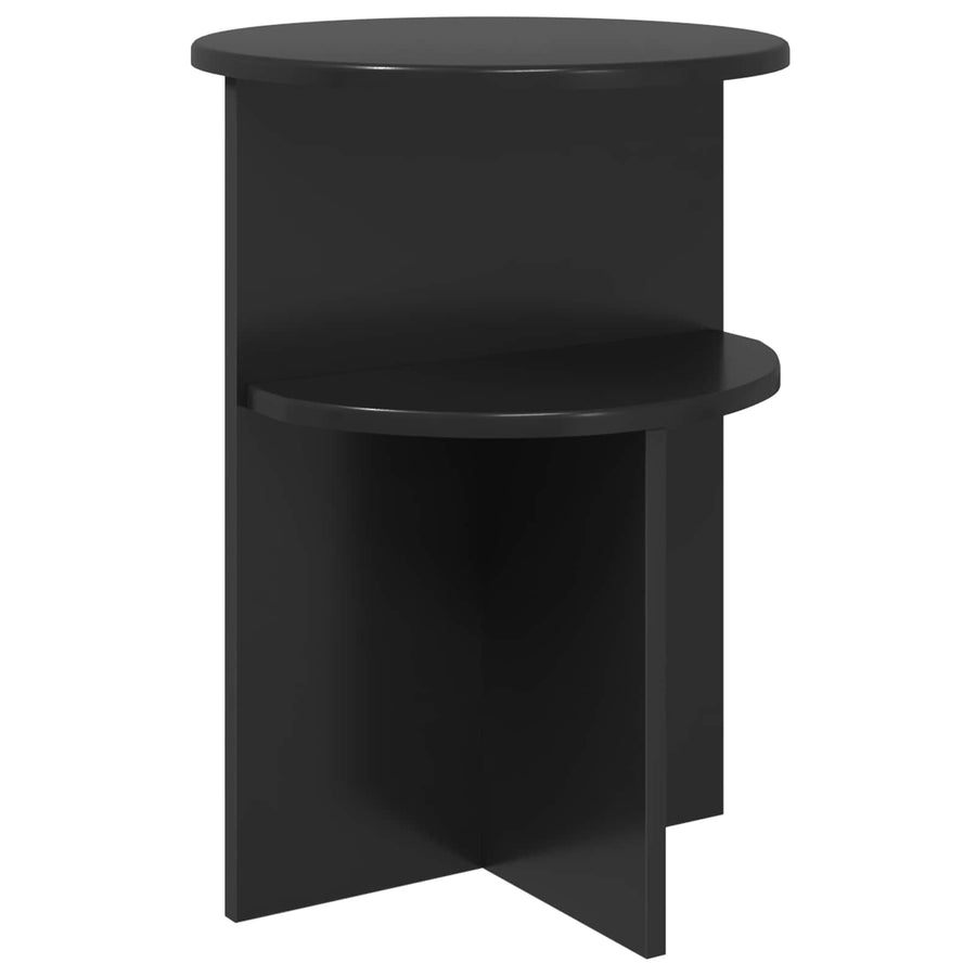 Bijzettafel met opslag Zwart eiken Ø 39,5 x 55 cm Bewerkt hout