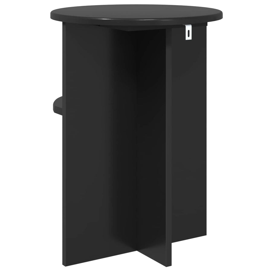 Bijzettafel met opslag Zwart eiken Ø 39,5 x 55 cm Bewerkt hout