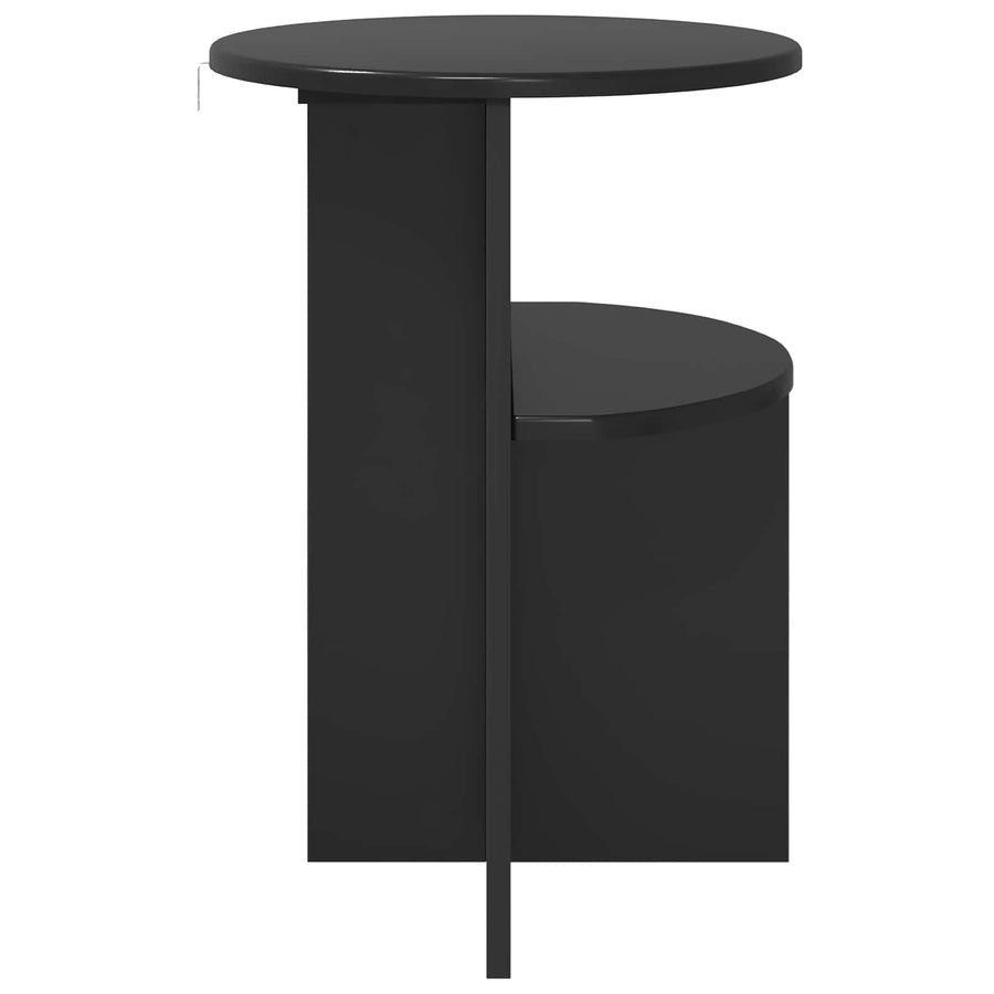 Bijzettafel met opslag Zwart eiken Ø 39,5 x 55 cm Bewerkt hout
