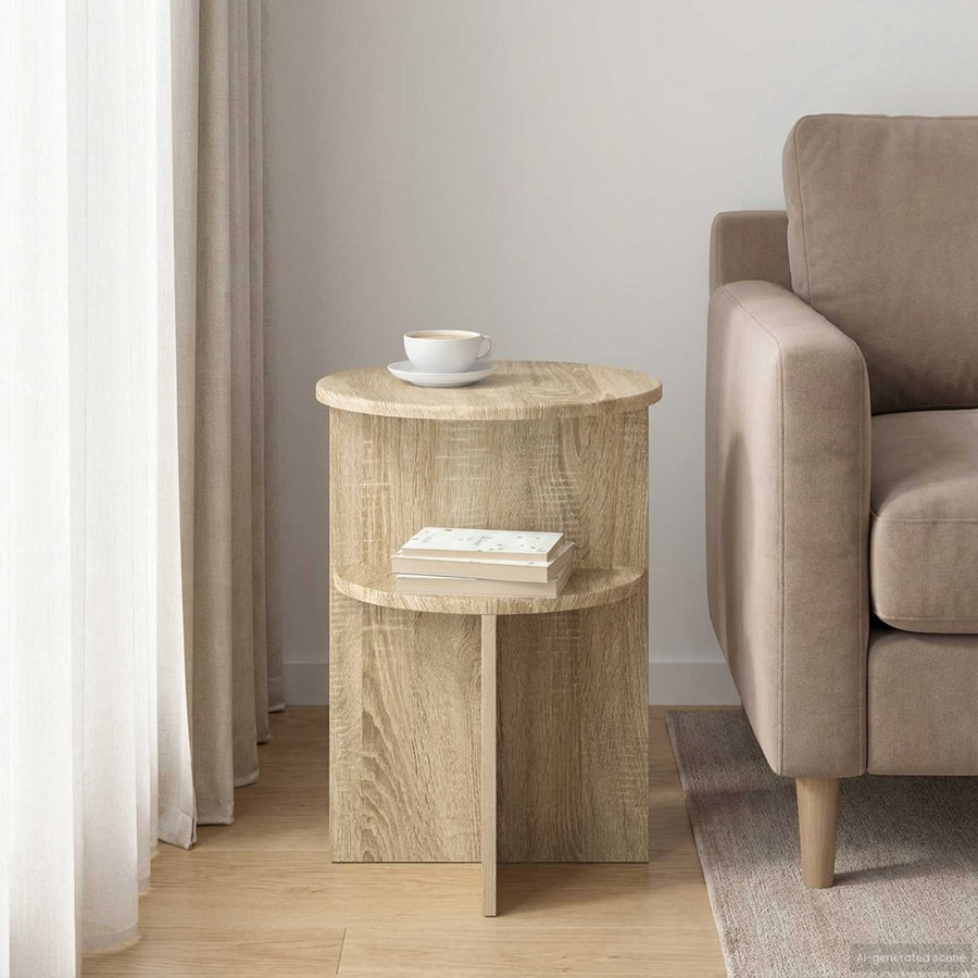 Bijzettafel met opslag Sonoma Eiken Ø 39,5 x 55 cm Bewerkt hout