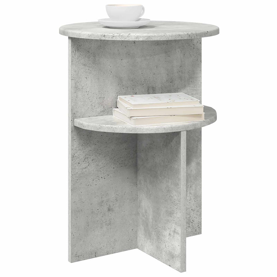 Bijzettafel met opslag Betongrijs Ø 39,5 x 55 cm Bewerkt hout