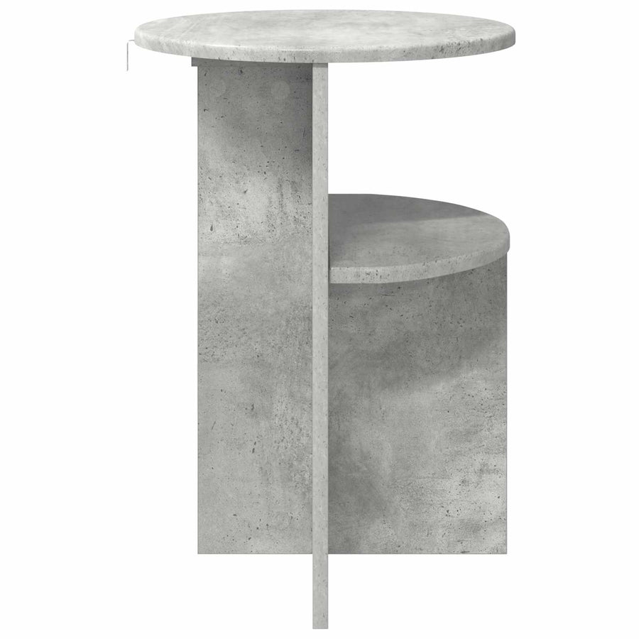 Bijzettafel met opslag Betongrijs Ø 39,5 x 55 cm Bewerkt hout