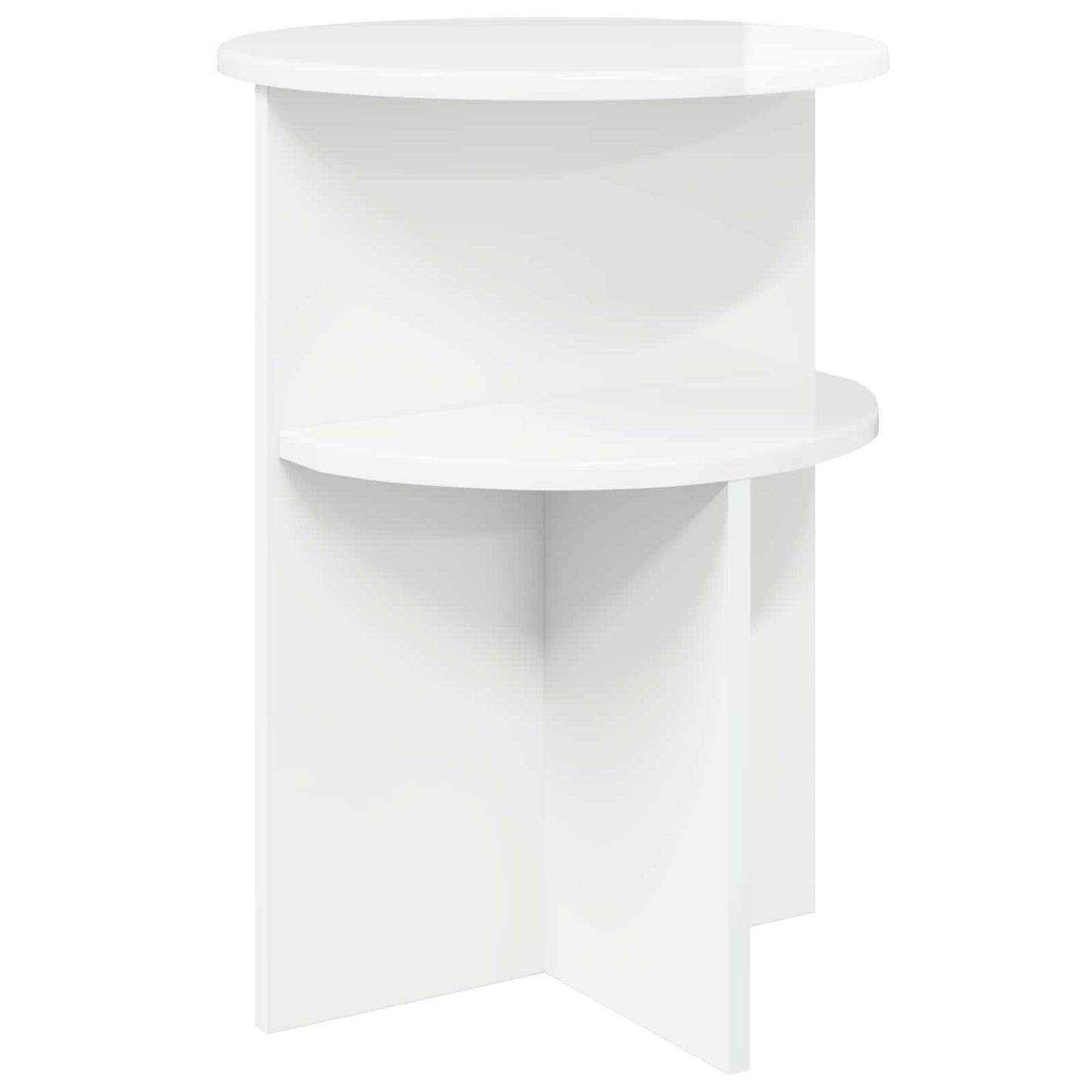 Bijzettafel Hoogglans Wit Ø 39,5 x 55 cm Bewerkt hout