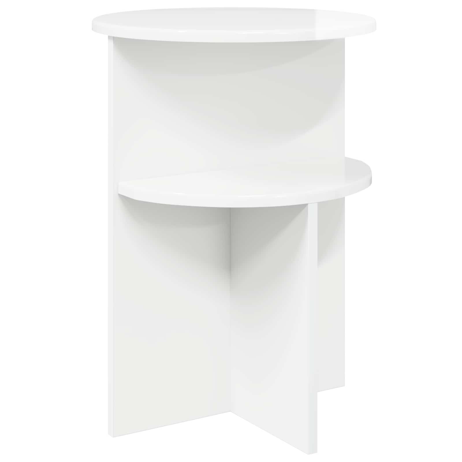 Bijzettafel Hoogglans Wit Ø 39,5 x 55 cm Bewerkt hout