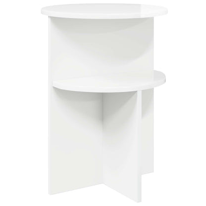 Bijzettafel Hoogglans Wit Ø 39,5 x 55 cm Bewerkt hout
