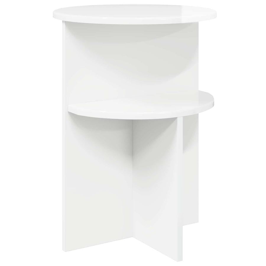 Bijzettafel Hoogglans Wit Ø 39,5 x 55 cm Bewerkt hout
