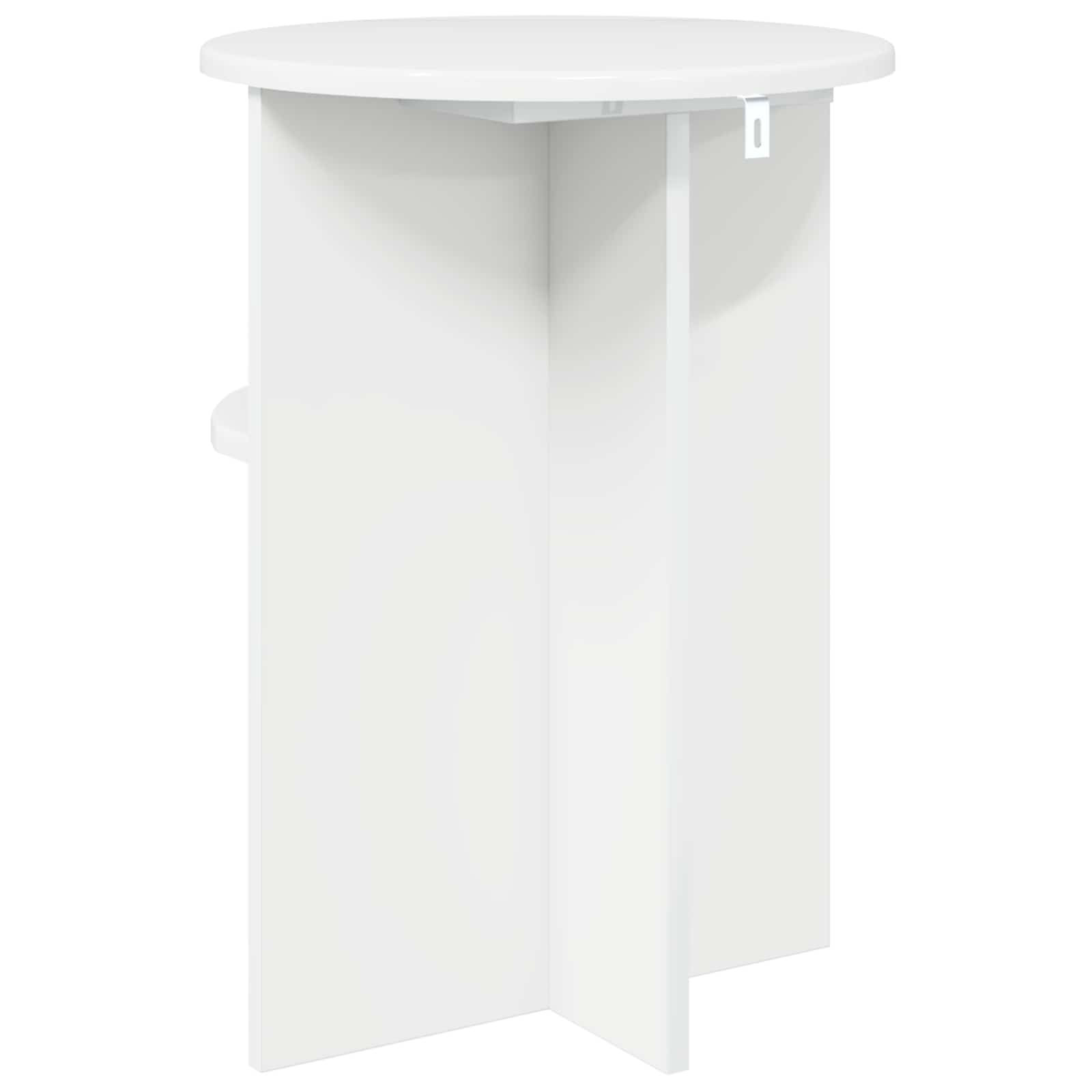 Bijzettafel Hoogglans Wit Ø 39,5 x 55 cm Bewerkt hout