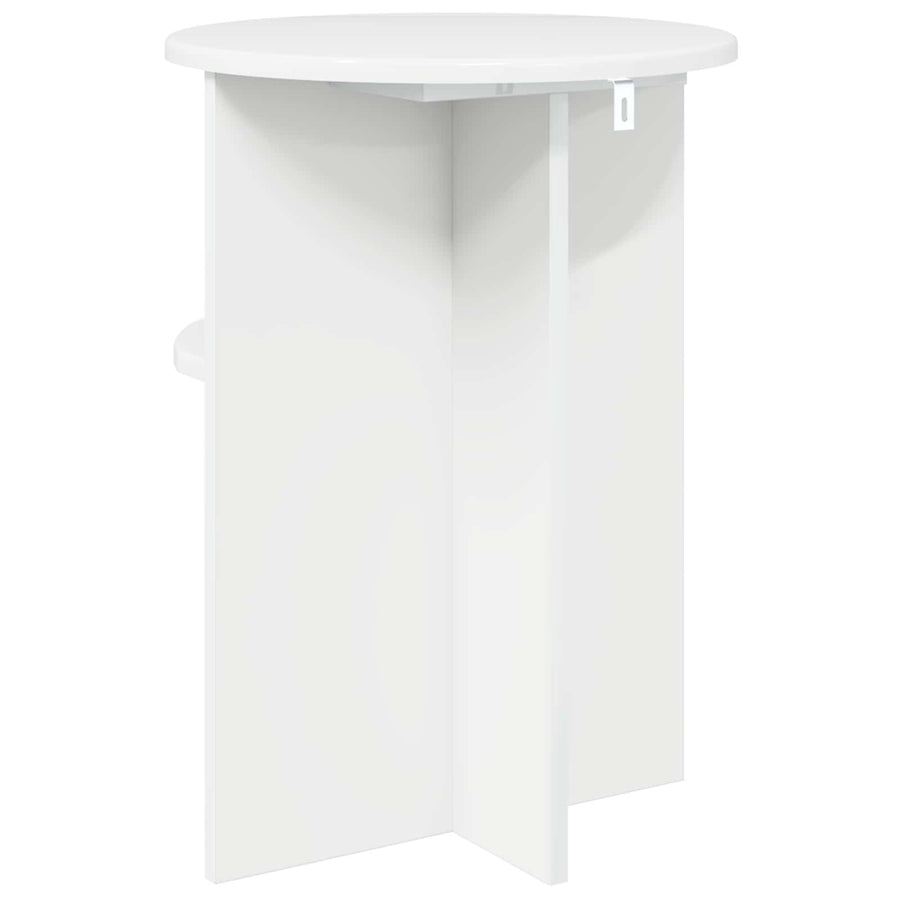 Bijzettafel Hoogglans Wit Ø 39,5 x 55 cm Bewerkt hout