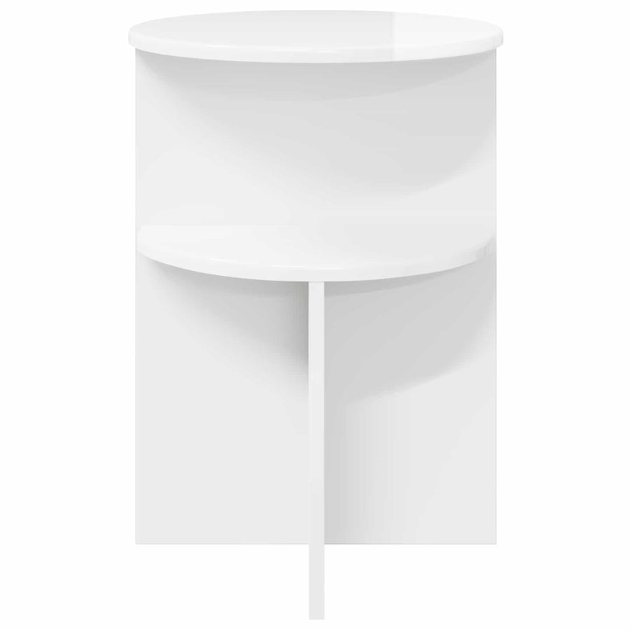 Bijzettafel Hoogglans Wit Ø 39,5 x 55 cm Bewerkt hout