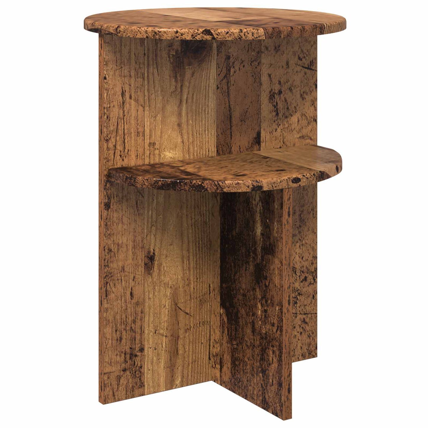 Bijzettafel met opslag Oud hout Ø 39,5 x 55 cm Bewerkt hout