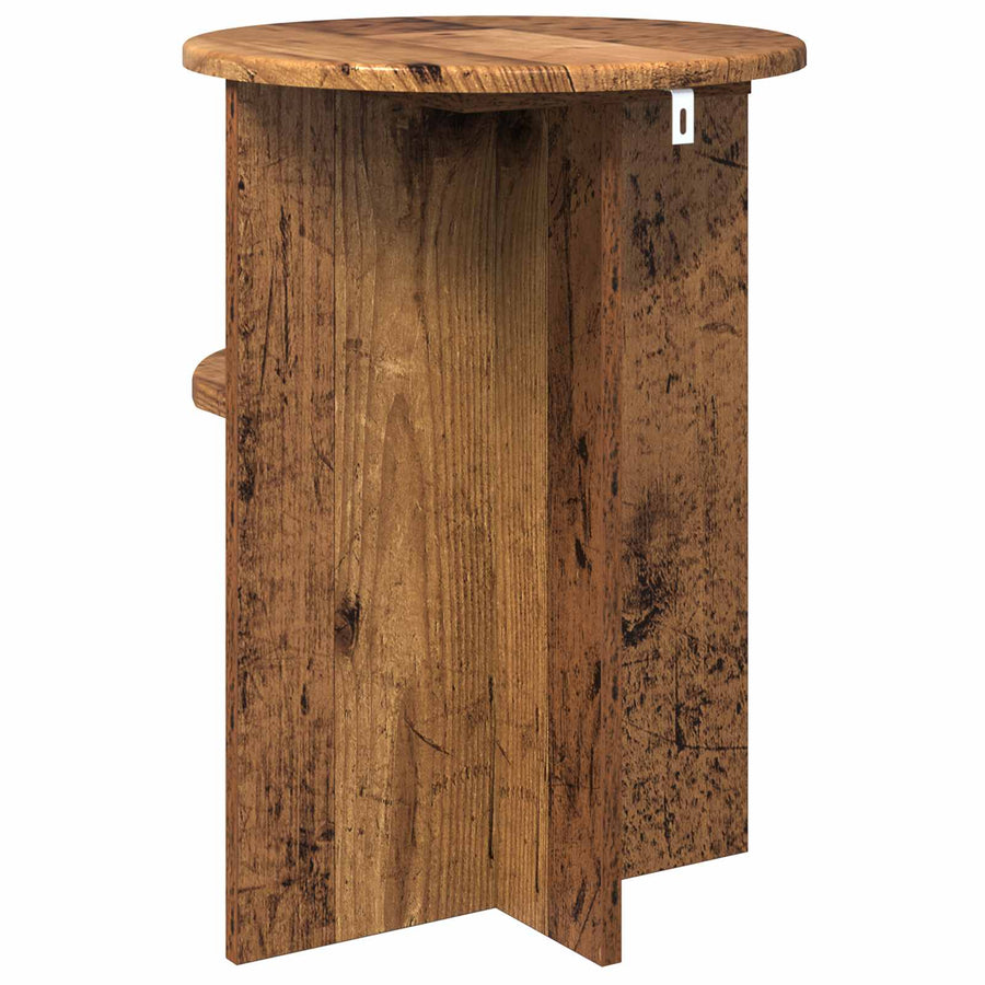 Bijzettafel met opslag Oud hout Ø 39,5 x 55 cm Bewerkt hout
