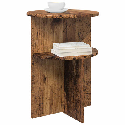 Bijzettafel met opslag Oud hout Ø 39,5 x 55 cm Bewerkt hout