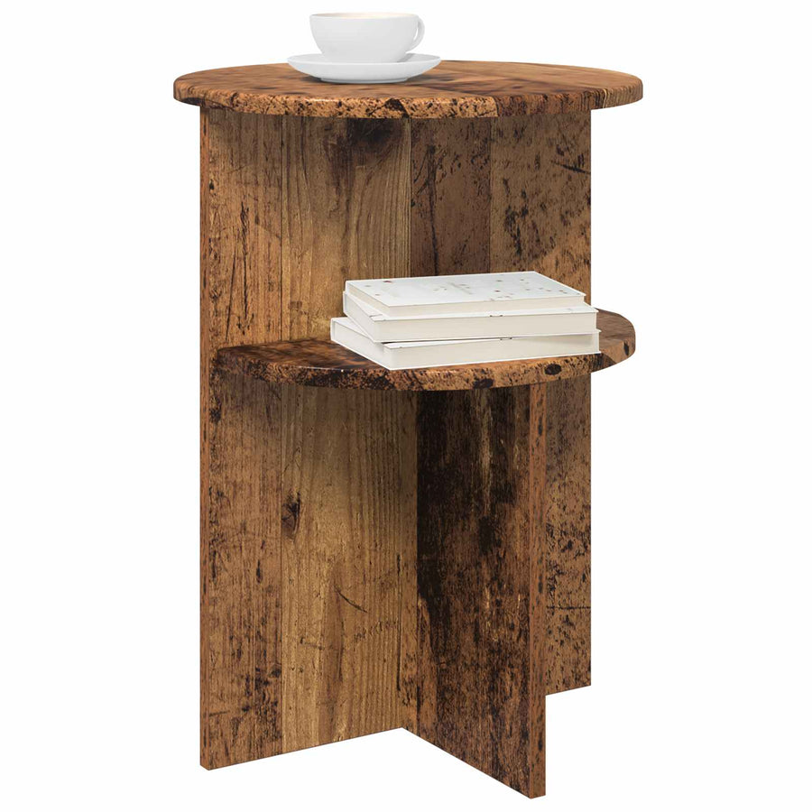Bijzettafel met opslag Oud hout Ø 39,5 x 55 cm Bewerkt hout