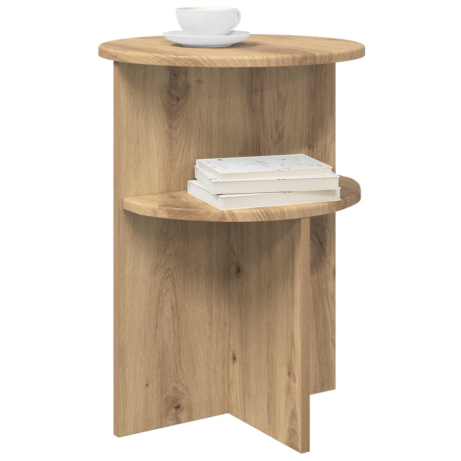 Bijzettafel Artisanaal eiken Ø 39,5 x 55 cm Bewerkt hout