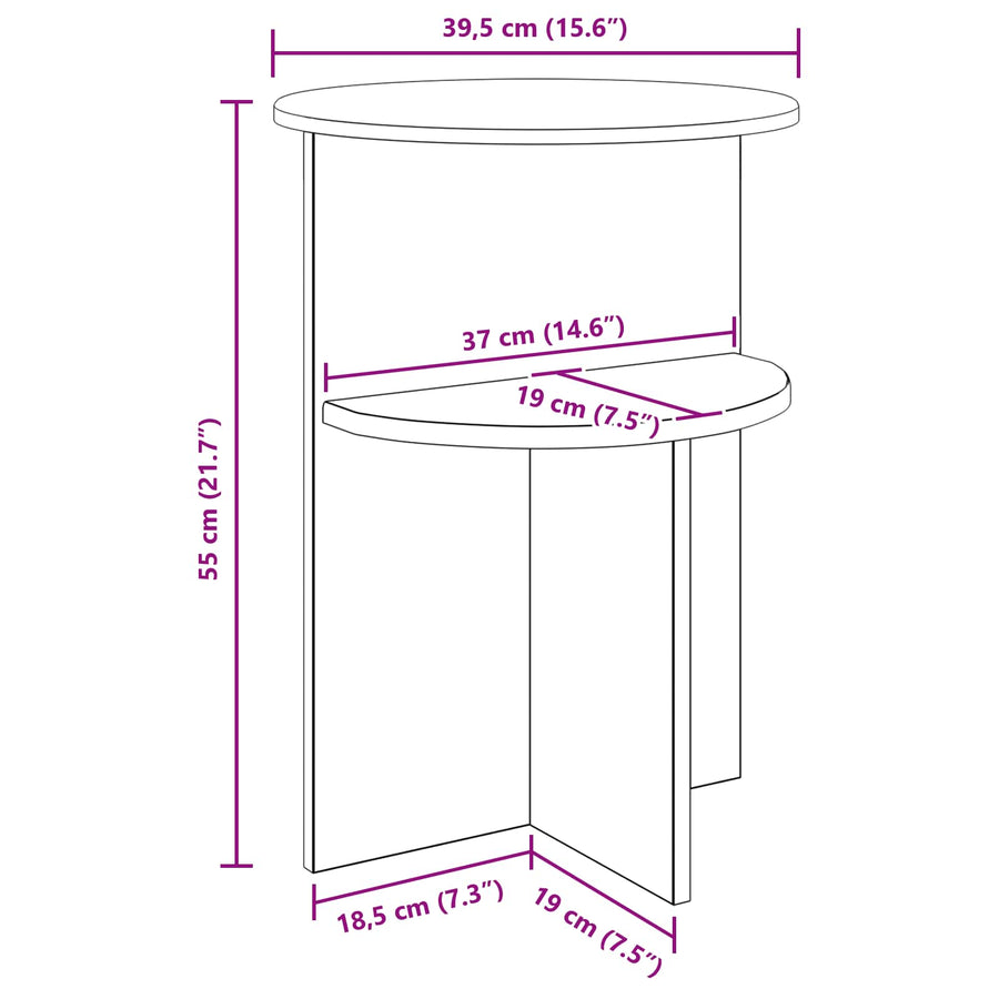 Bijzettafel Artisanaal eiken Ø 39,5 x 55 cm Bewerkt hout