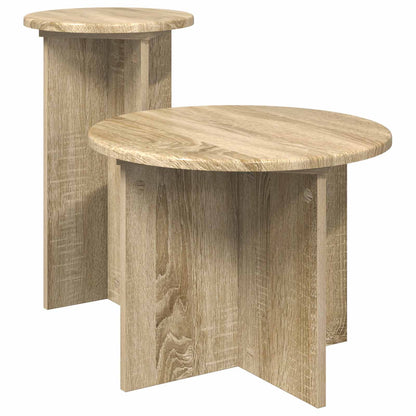 Bijzettafelset met opslag 2 pcs Sonoma Eiken Bewerkt hout