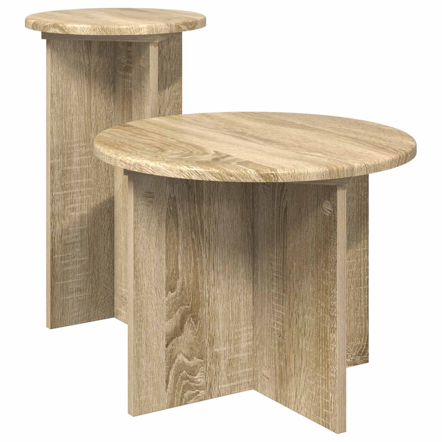 Bijzettafelset met opslag 2 pcs Sonoma Eiken Bewerkt hout