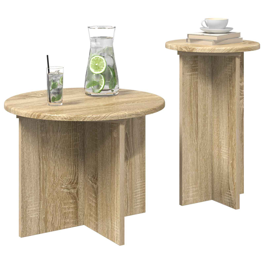 Bijzettafelset met opslag 2 pcs Sonoma Eiken Bewerkt hout