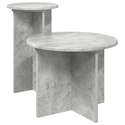 Bijzettafelset met opslag 2 pcs Betongrijs Bewerkt hout