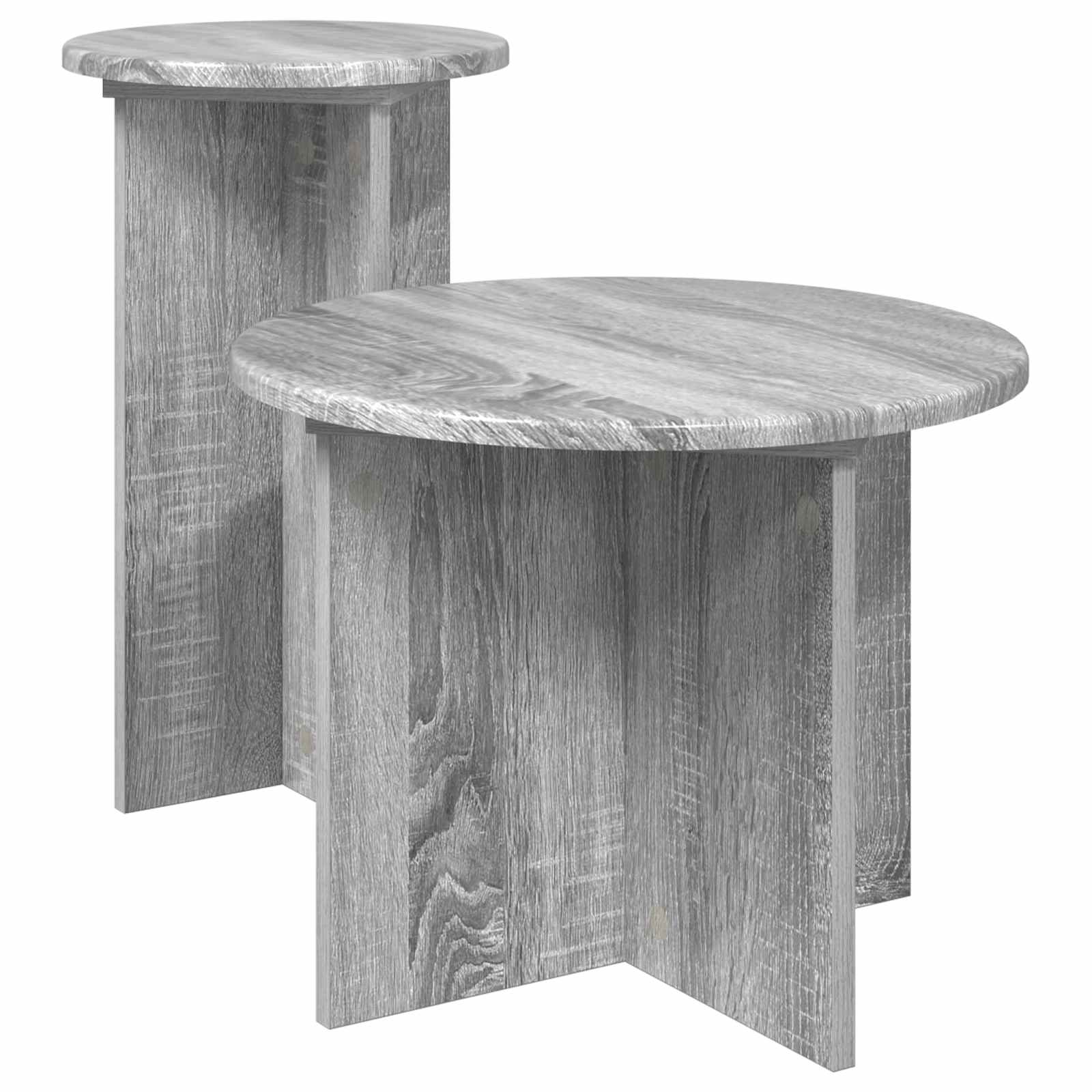 Bijzettafelset met opslag 2 pcs Grijs sonoma Bewerkt hout