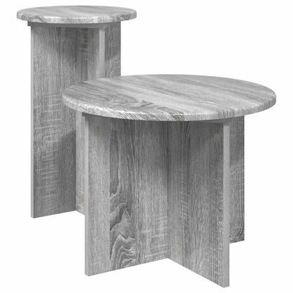 Bijzettafelset met opslag 2 pcs Grijs sonoma Bewerkt hout