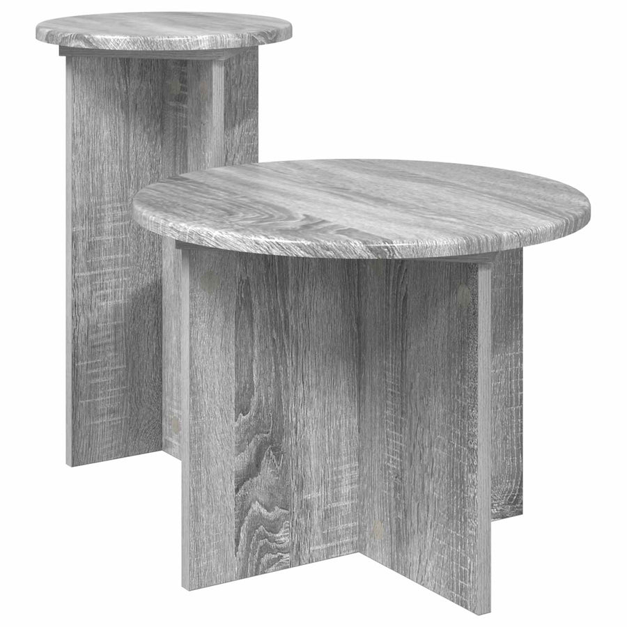 Bijzettafelset met opslag 2 pcs Grijs sonoma Bewerkt hout