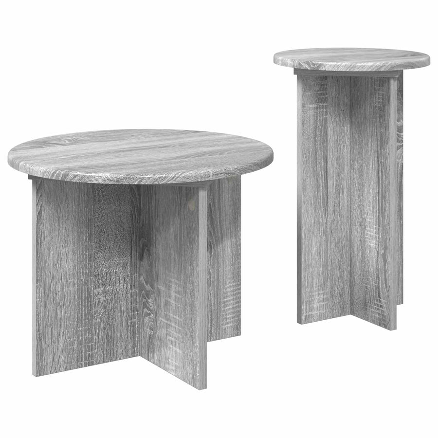 Bijzettafelset met opslag 2 pcs Grijs sonoma Bewerkt hout