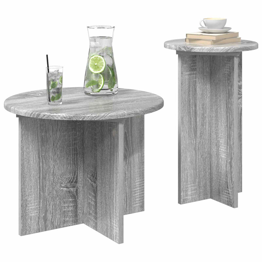 Bijzettafelset met opslag 2 pcs Grijs sonoma Bewerkt hout