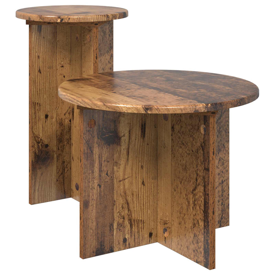 Bijzettafelset met opslag 2 pcs Oud hout Bewerkt hout