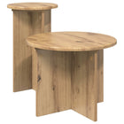 Bijzettafel set 2 stuks bewerkt hout artisanaal eiken