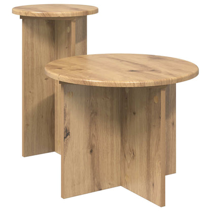 Bijzettafelset met opslag 2 pcs Artisanaal eiken Bewerkt hout