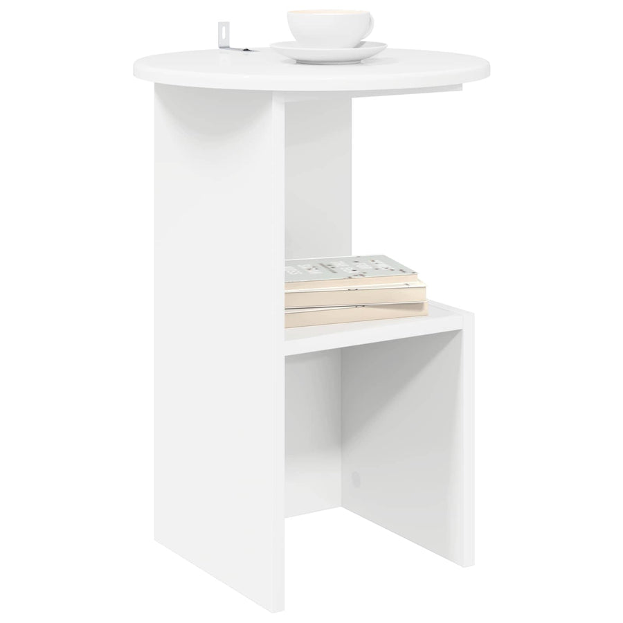 Bijzettafel Wit Ø 39,5 x 55 cm Bewerkt hout