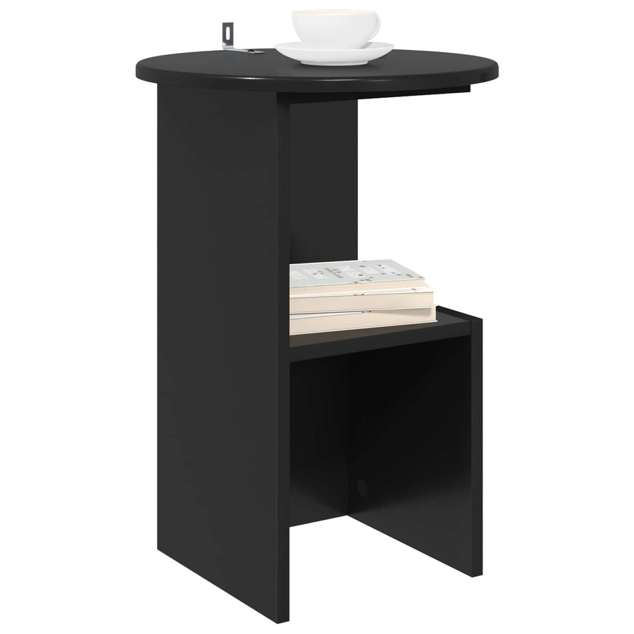 Bijzettafel Zwart eiken Ø 39,5 x 55 cm Bewerkt hout